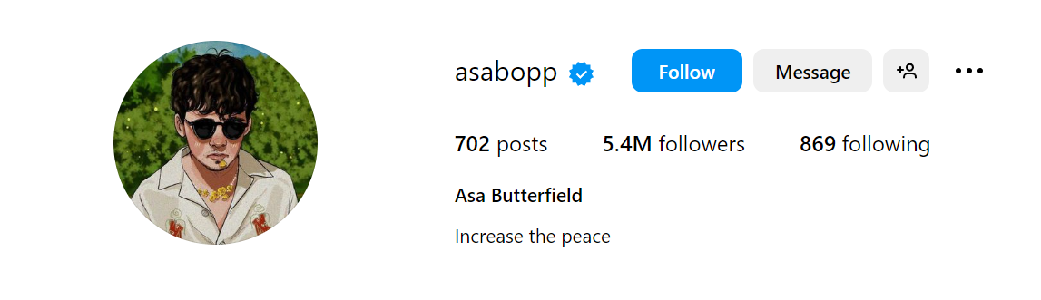 Asa Butterfield Instagram Profile